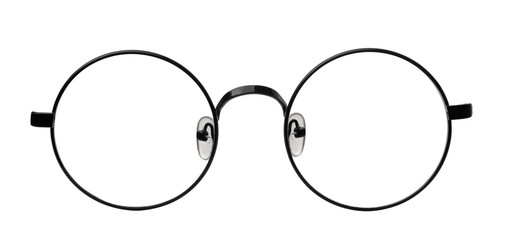 Front view of round eyeglasses - obrazy, fototapety, plakaty