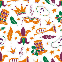 Mardi Gras seamless pattern © darijashka