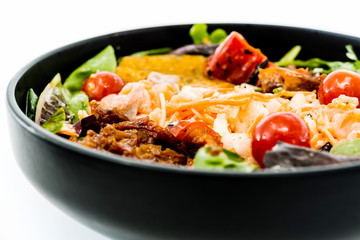 Delicious fresh salad and olive oil