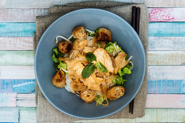 Tasty Vietnamese food Bo bun rice vermicelli