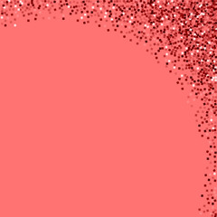 Red gold glitter. Abstract right top corner with red gold glitter on pink background. Lovely Vector illustration.