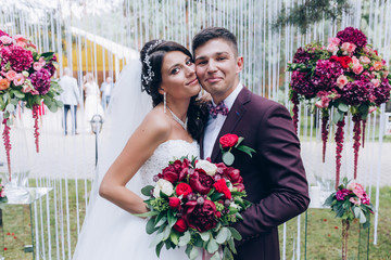 The newlyweds promise to be faithful to each other.