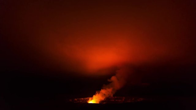 Kilauea volcano light glow on Big Island, Hawaii