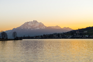 Sunset near  Mount Pilatus and lake Lucerne