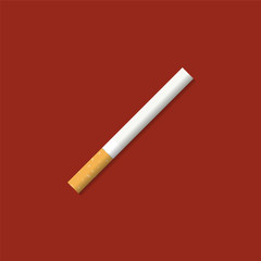 Cigarette with orange filter. Illustration in a flat style. Vect