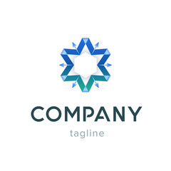 Star company logo template. Modern blue symbol for business corporate. Design web creative sign isolated.