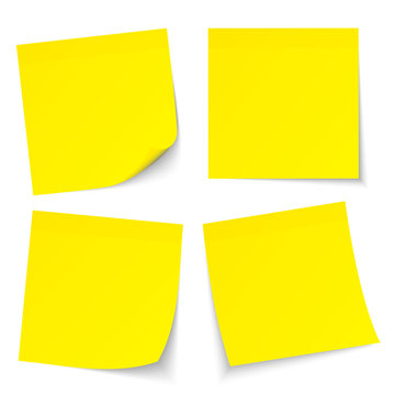 4 Yellow Stick Notes Set Color