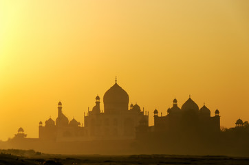 Sunrise view of Taj mahal in Agra, Uttar Pradesh, India. It is one of the most visited landmark in India.