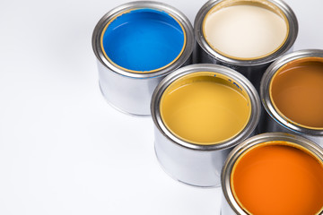 Colorful paint cans set