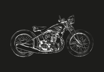 Fototapeta na wymiar Hand drawn sketch classic motorcycle. Vector illustration design concept