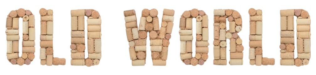 Old World made of wine corks Isolated on white background