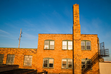 Abandoned Warehouse Sunrise Golden Color Brick Building