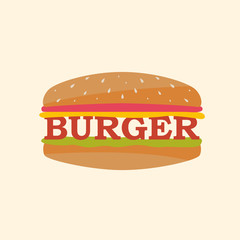 Vector juicy hamburger. Burger illustration.