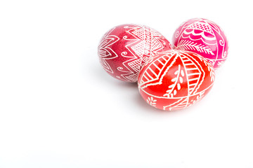 Colorful easter eggs on white background