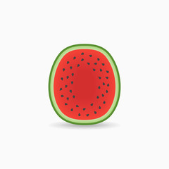 Fototapeta premium Cut of watermelon isolated on white background. Vector illustration.