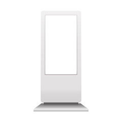 Advertising digital signage mockup isolated on white background. Multimedia stand template.  Outdoor Advertising POS POI Stand Banner Or Lightbox. Stand digital signage with blank screen