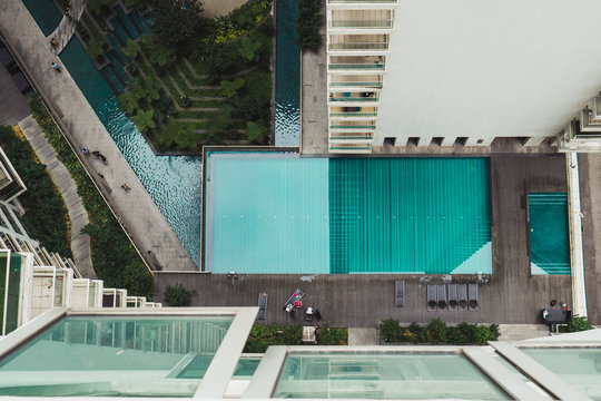 From above turquoise pool