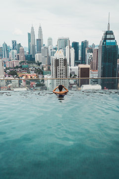 Woman swimming at downtown