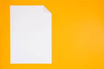 white paper sheet on yellow background