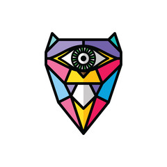 one eye owl logo logotype colorful theme vector