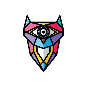 one eye owl logo logotype colorful theme vector
