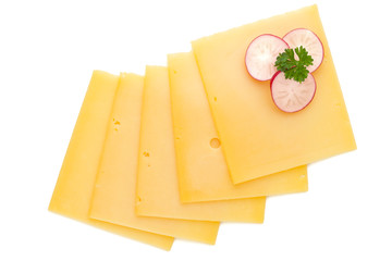 Cheese slice isolated on the white background.