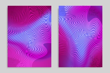 Abstract cover template with stripes on colorful blurred background
