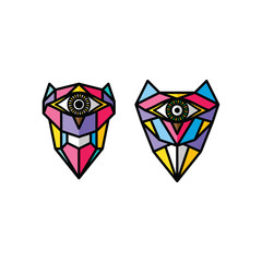 Obraz premium one eye owl logo logotype colorful theme vector