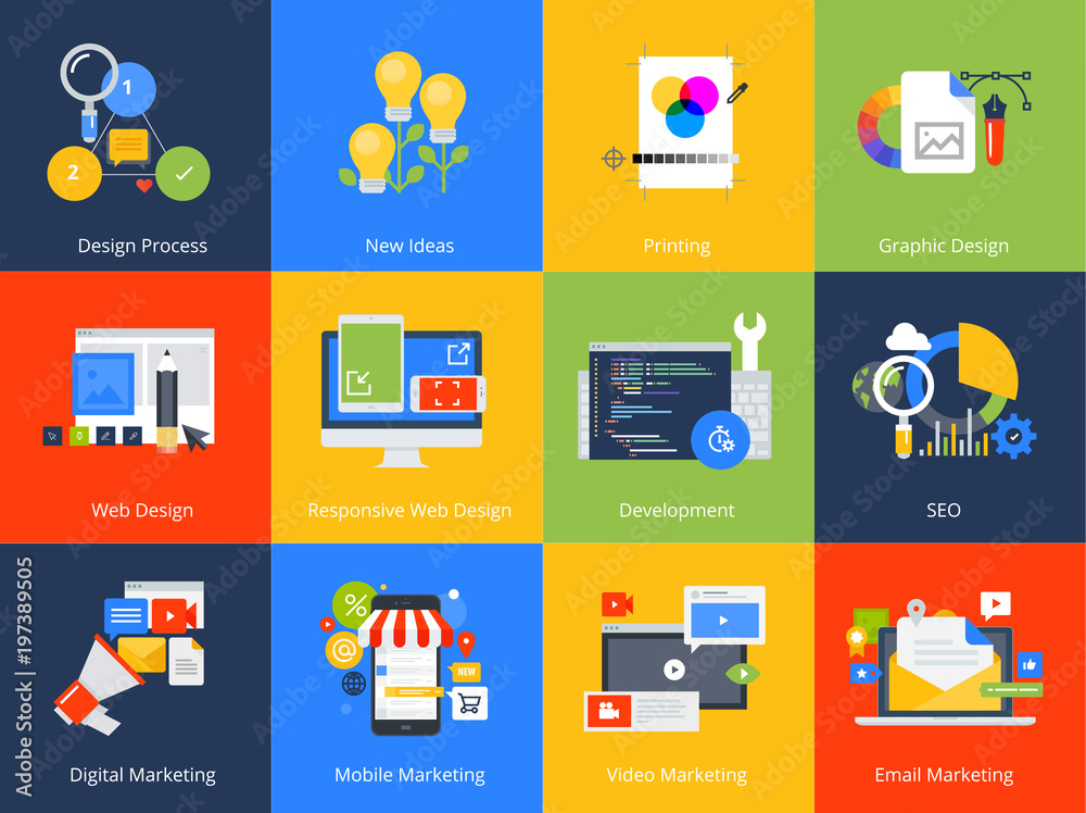 Sticker flat design concept icons. vector illustrations for web design and development, seo, responsive web 
