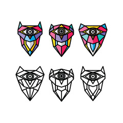 one eye owl logo logotype colorful theme vector