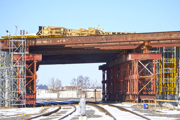 Construction of a road junction, a bridge.