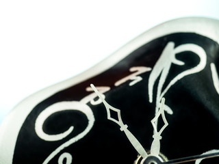 Wall clock in black and white close-up part of the dial Hands
