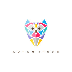 owl logo logotype colorful theme vector