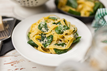 Spinach tagliatelle pasta