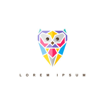 owl logo logotype colorful theme vector