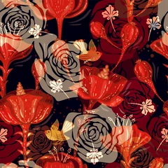 Dekokissen Floral vintage seamless pattern. Retro plants style. Vector decorative flowers, modern motif. © sunny_lion