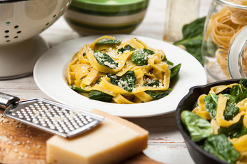 Spinach tagliatelle pasta