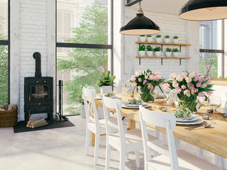 modern loft apartment. 3d rendering