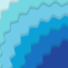 Embossed blue paper cut background. Paper texture with wavy layers in blue tones. Vector illustration with 3d effect.