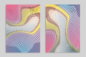 Abstract cover template with stripes on colorful blurred background