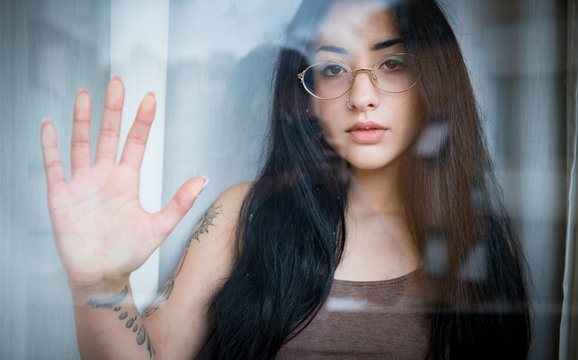 Female teenager emotional portrait concept