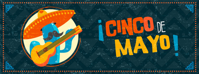Happy cinco de mayo cactus mariachi web banner