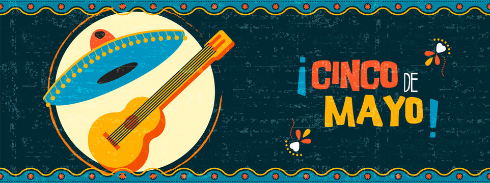 Happy cinco de mayo mexican mariachi web banner