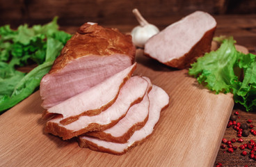 sausage on a wooden background