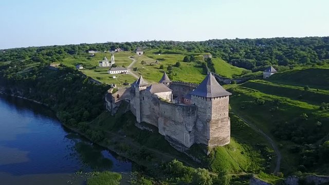 Aerial view of Khotyn Fortress Ukraine