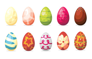 Easter eggs set diferent colors. Vector illustration