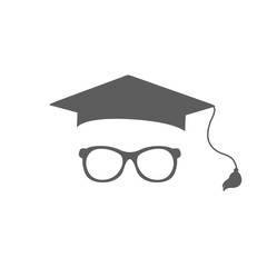 Education icon. Vector hat and glasses