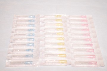 Unused medical needles in the package