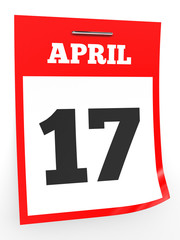 April 17. Calendar on white background.