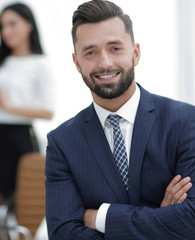 businessman on background of office.